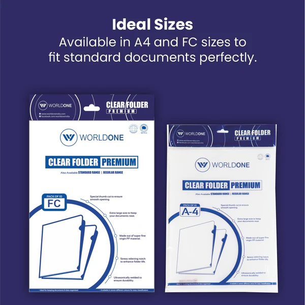 Transparent L Folder FS Size 170 Micron Worldone LF001F