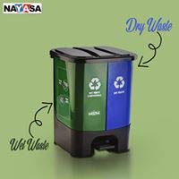 Paddle Dustbin Plastic 19 L Capacity 95L  95L Dual Compartment for Wet  Dry Waste Segregation Nayasa