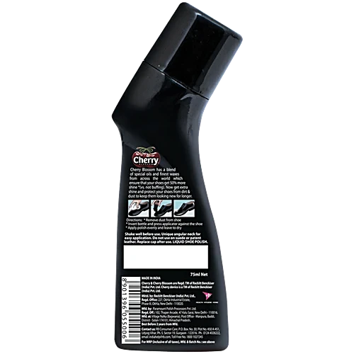 Shoe Polish Liquid Black 75 ml Cherry Blossam
