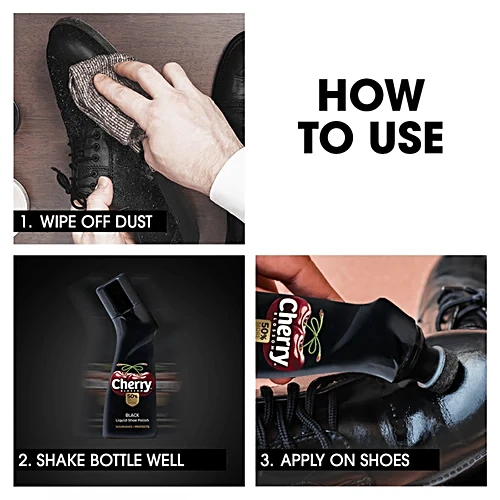 Shoe Polish Liquid Black 75 ml Cherry Blossam