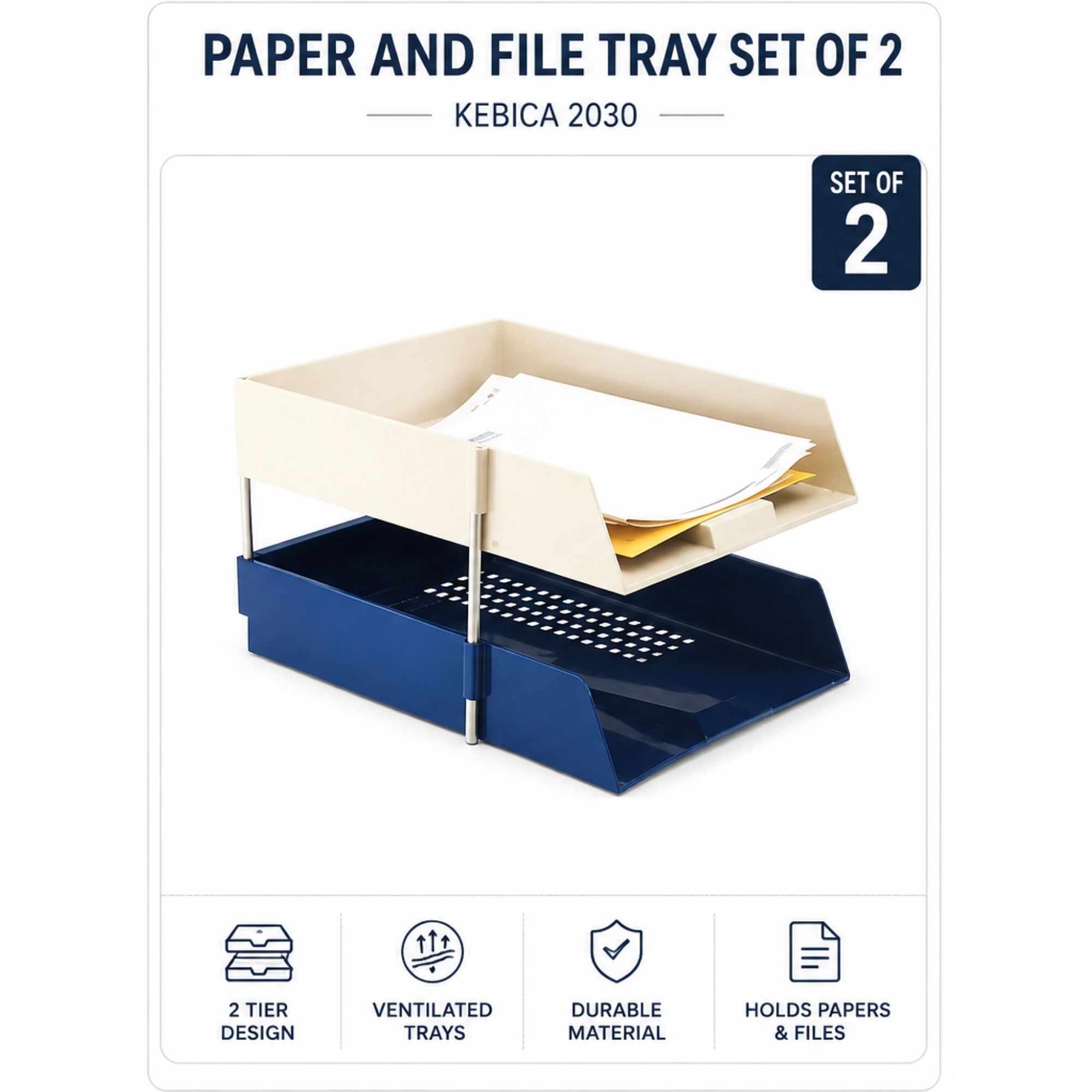 Paper and File Tray Set of 2 Kebica 2030