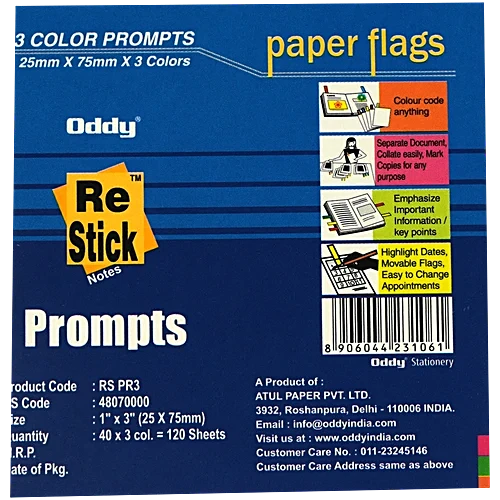 Sticky Notes-3 Colour flags - 120 Sheets - 13 Oddy