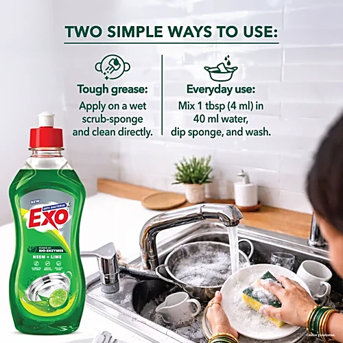 Exo Anti-Bacterial Dishwash Liquid Neem and Lime 500 ml