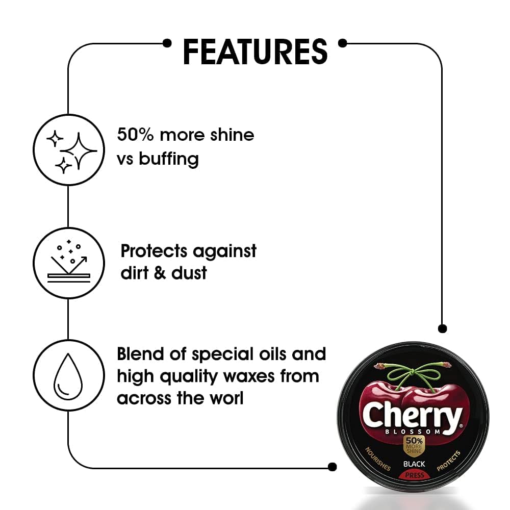 Shoe Polish Wax Black Cherry Blossom 40 Grams