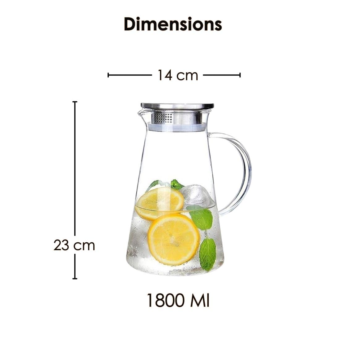 Borosilicate Water Jug 18 Litre Stainless Steel Air Tight Lid Femora