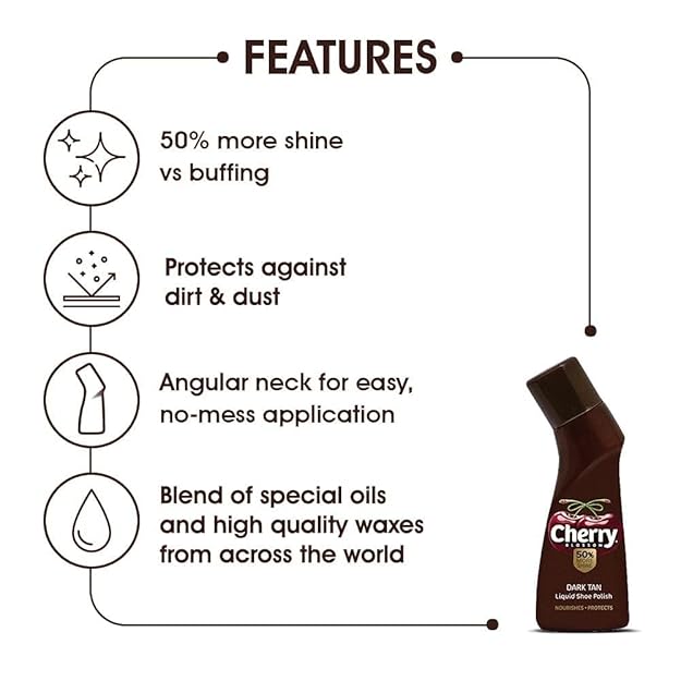 Shoe Polish Liquid Dark Tan 75 ml Cherry Blossam