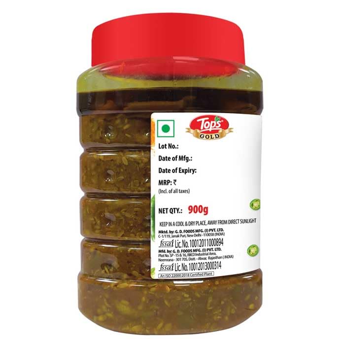 Tops Green Chilli Pickle 900 Gram