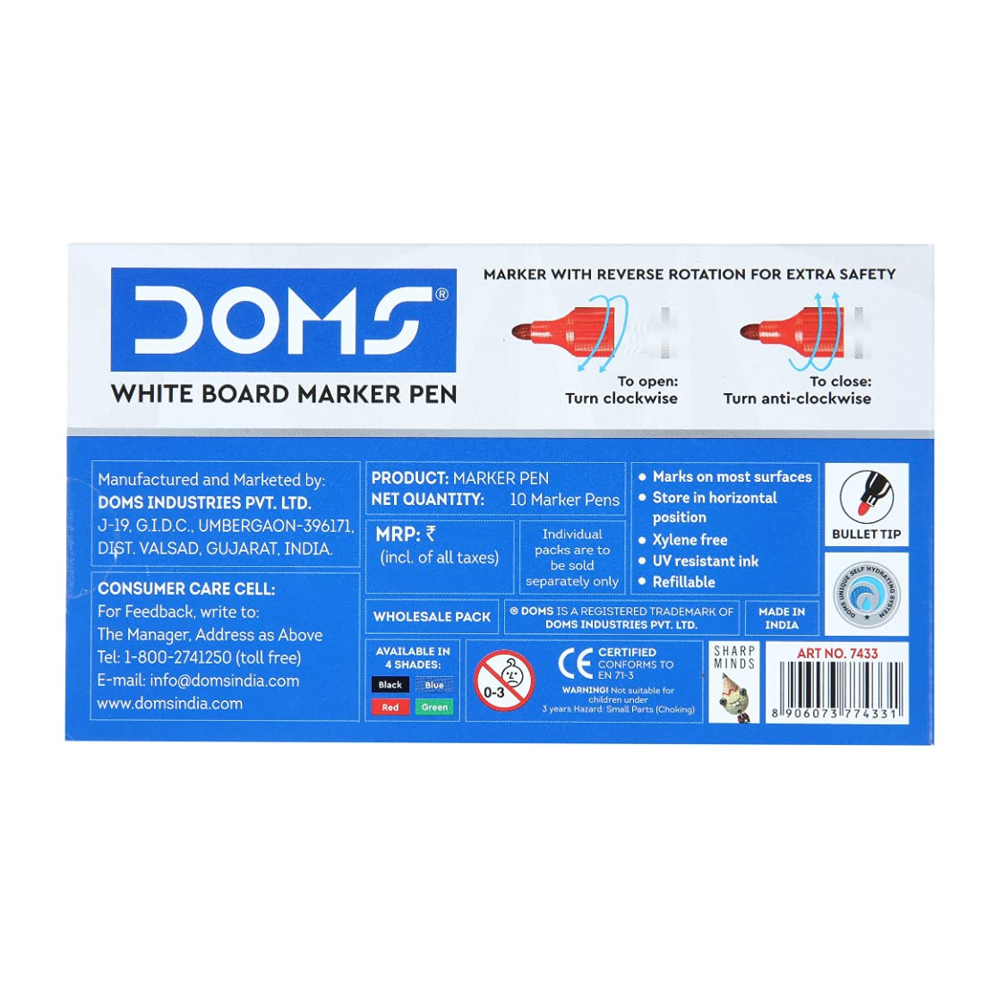 White Board Marker Red DOMS Pack of 10