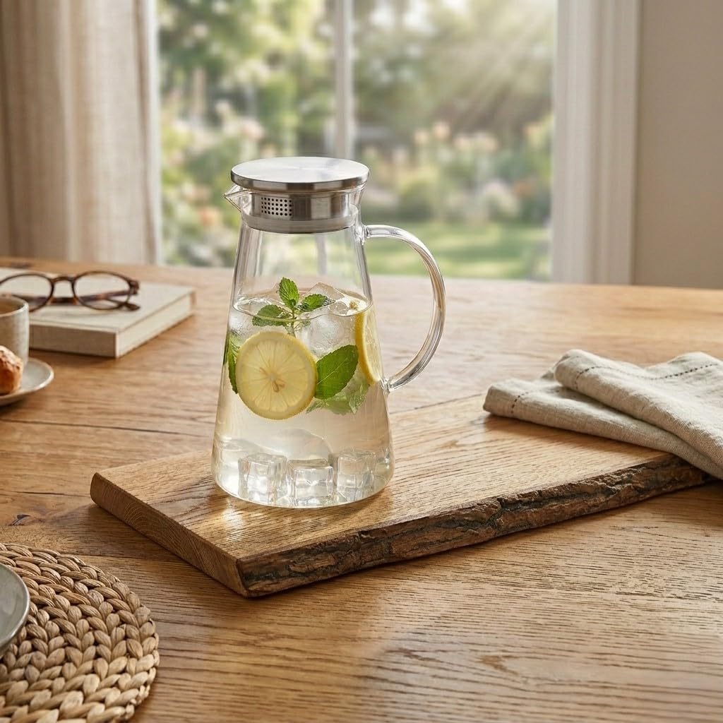 Borosilicate Water Jug 18 Litre Stainless Steel Air Tight Lid Femora