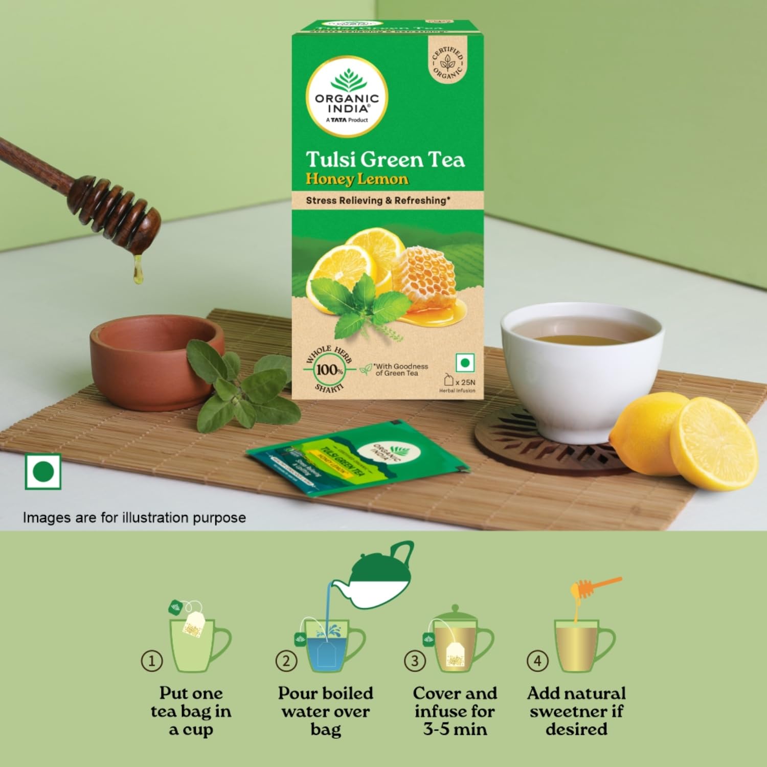 Green Tea Honey lemon Pack of 25 Organic India