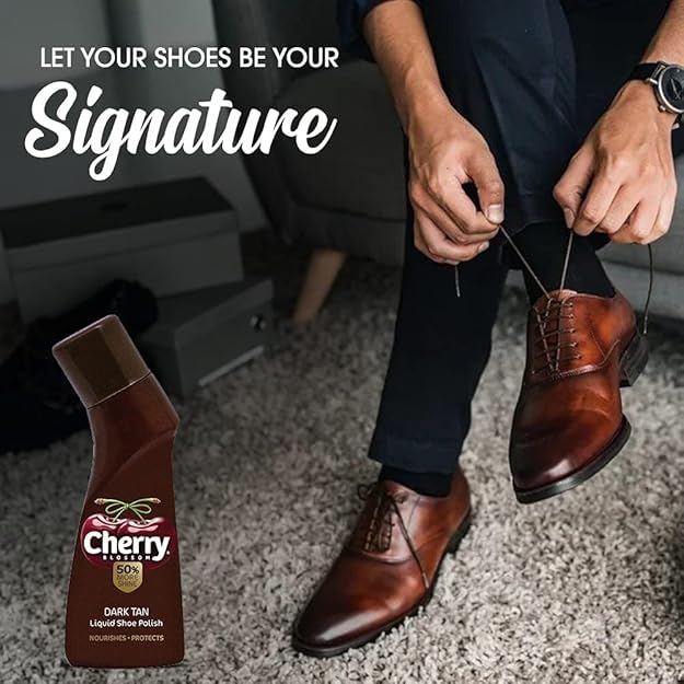 Shoe Polish Liquid Dark Tan 75 ml Cherry Blossam