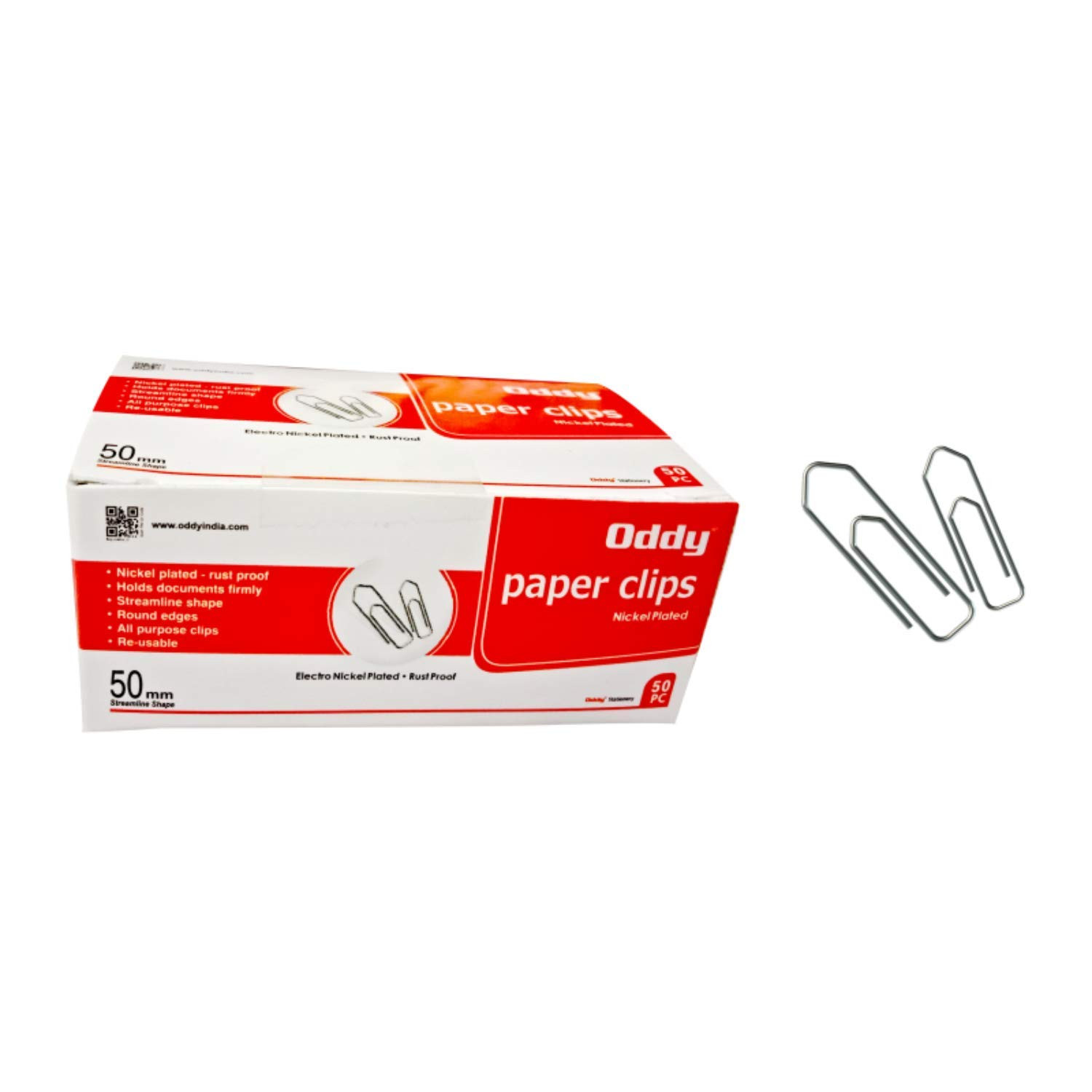 Paper Clip Nickel Plated Oddy 50MM PC-50MM - 50 Pcs Box