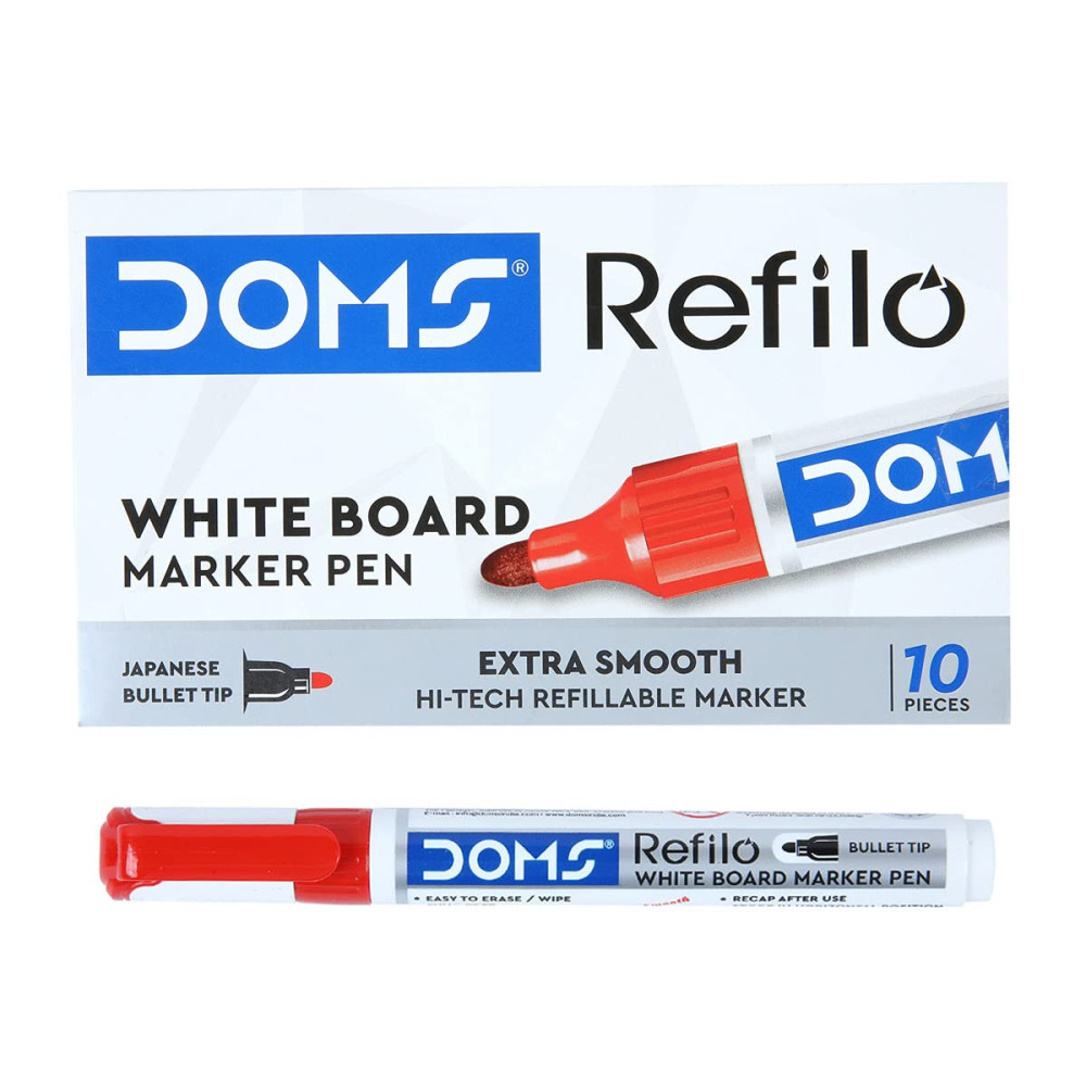 Image of White Board Marker Red DOMS Pack of 10