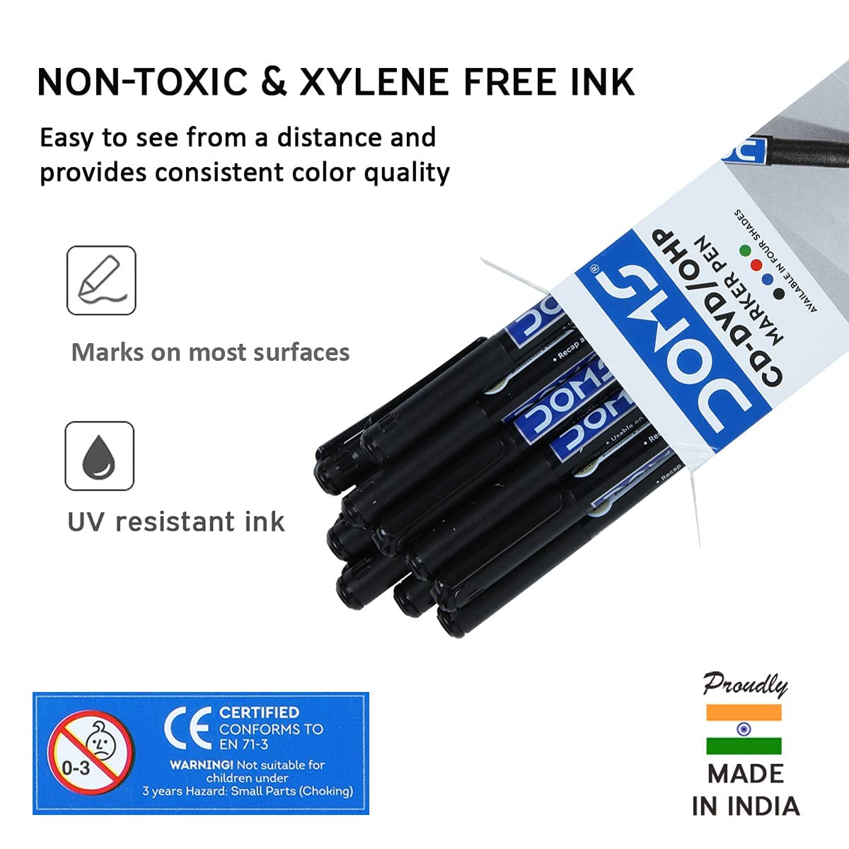 DOMS Permanent marker Black - Pack of 10