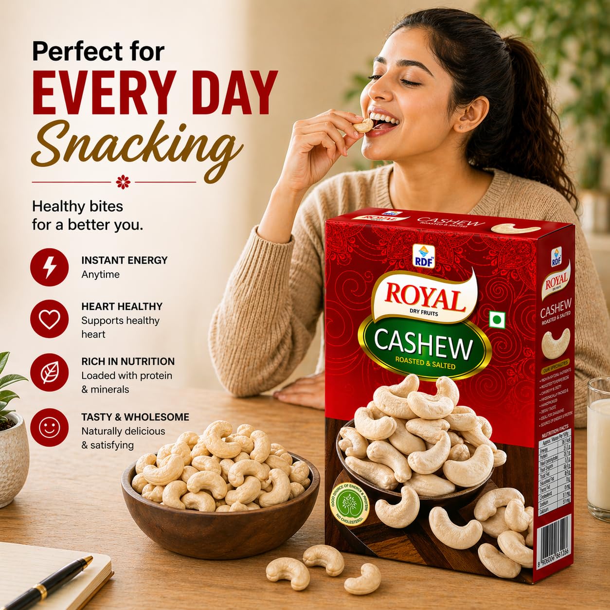 Roasted  Salted Cashew Jumbo 250 gram Royal