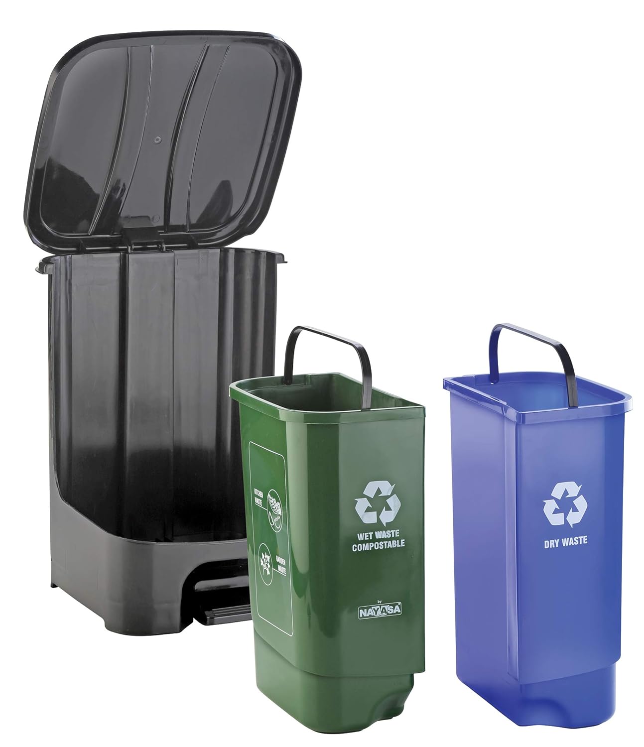 Paddle Dustbin Plastic 19 L Capacity 95L  95L Dual Compartment for Wet  Dry Waste Segregation Nayasa