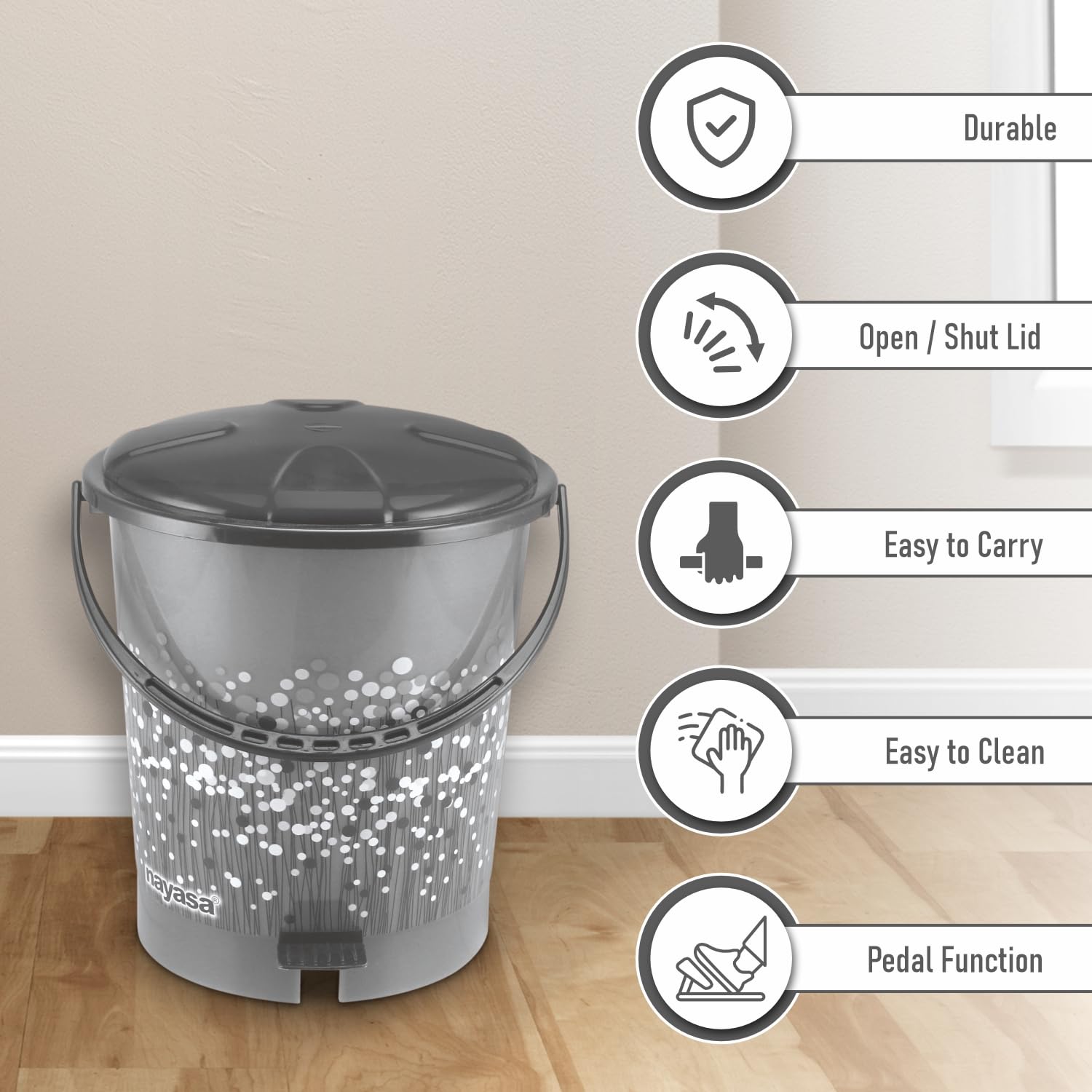 Plastic Dustbin Paddle Nyasa 15 Liter