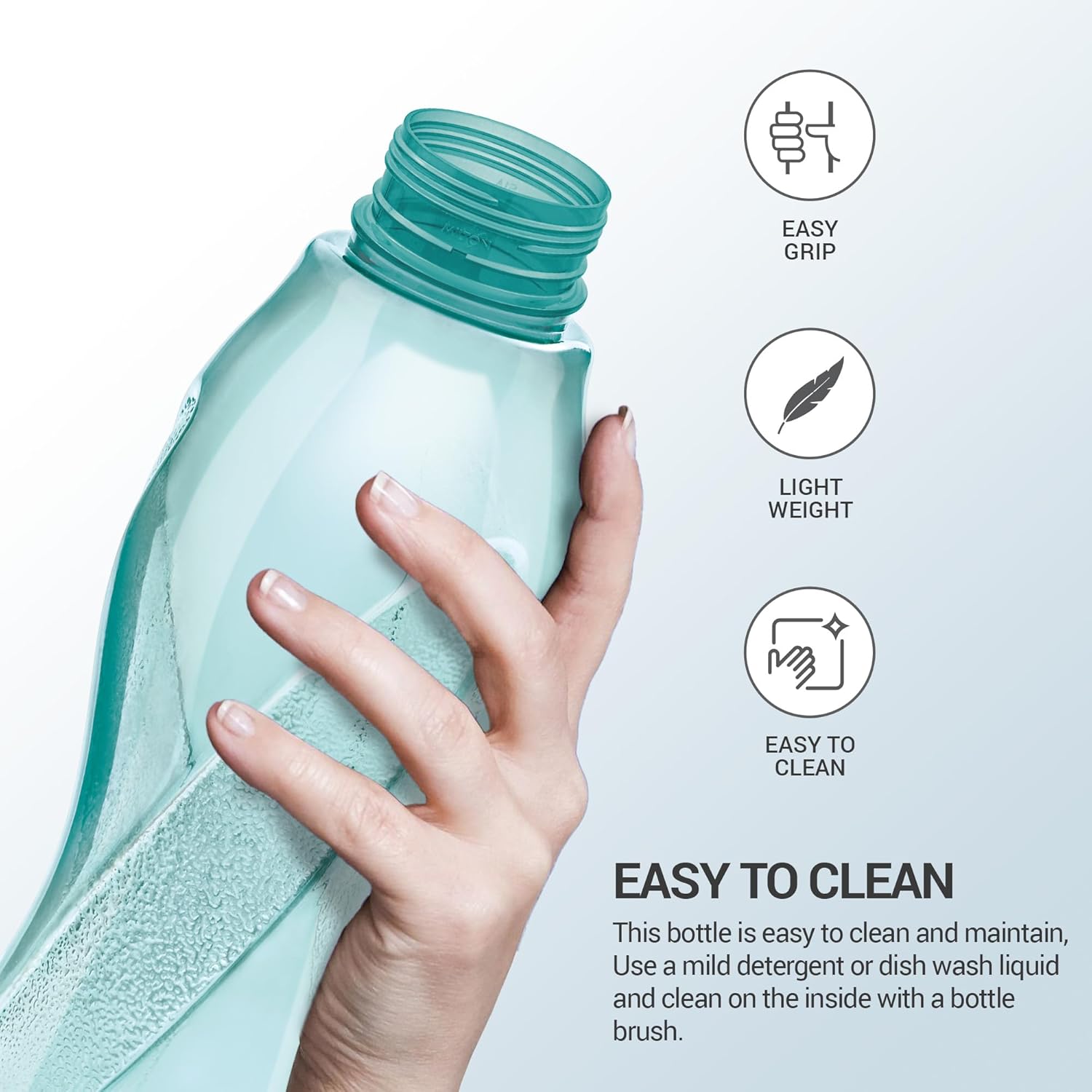 Water Bottle 1 Ltr Plastic Wide mouth Milton