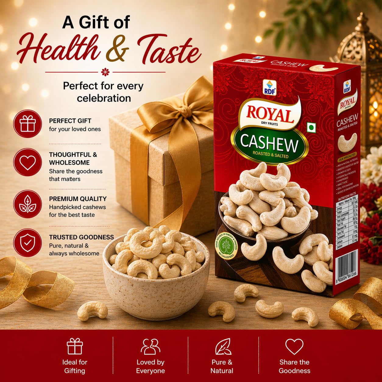 Roasted  Salted Cashew Jumbo 250 gram Royal