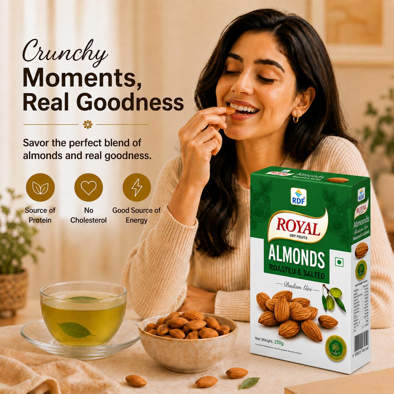 Roasted  Salted Almond 250 gram Royal