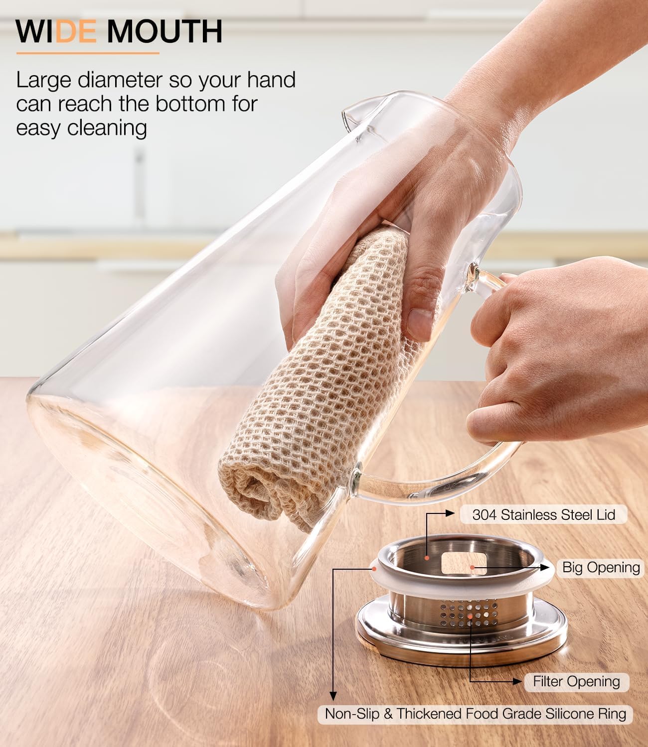 Borosilicate Water Jug 18 Litre Stainless Steel Air Tight Lid Femora