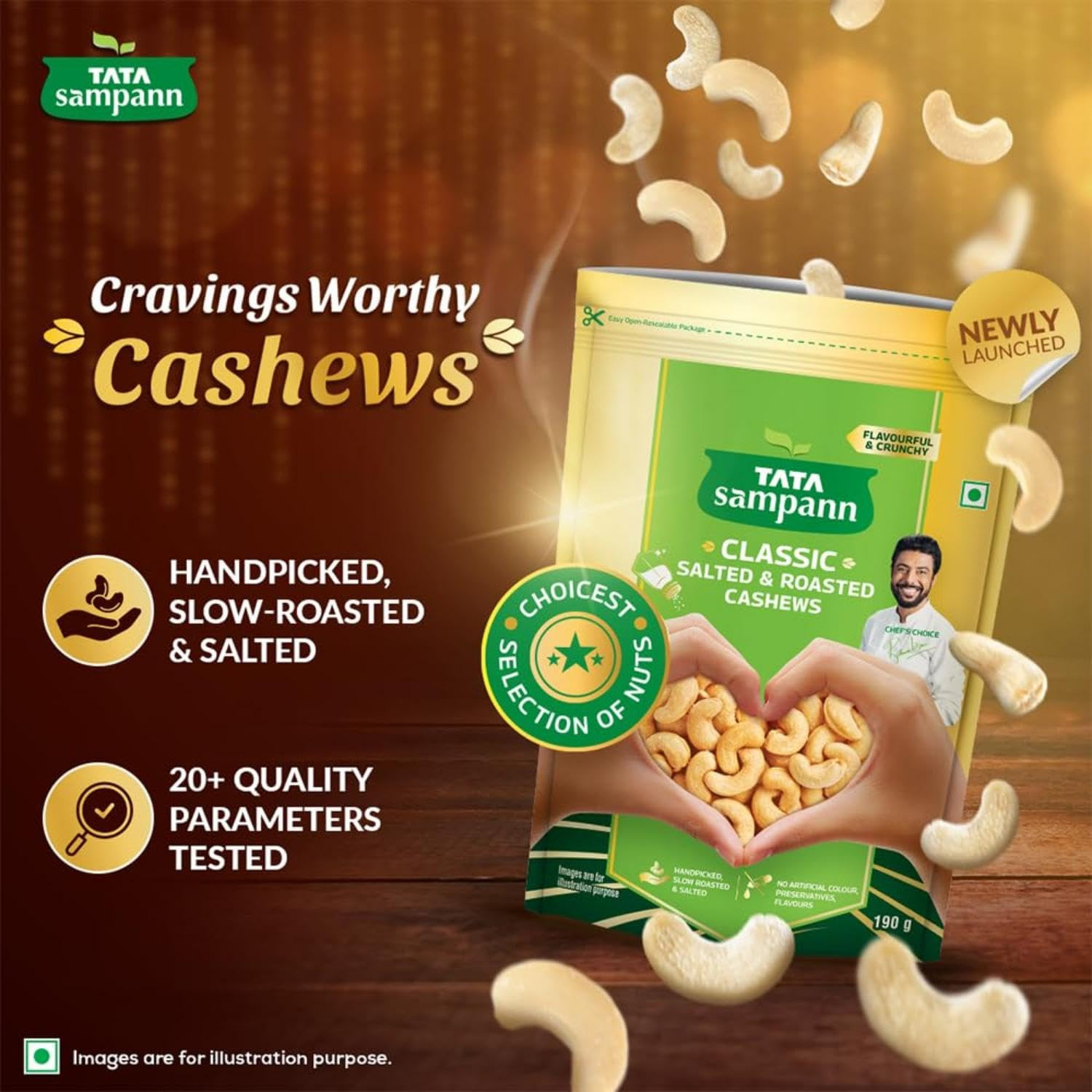 Tata Sampann Roasted Cashews 190 Gram