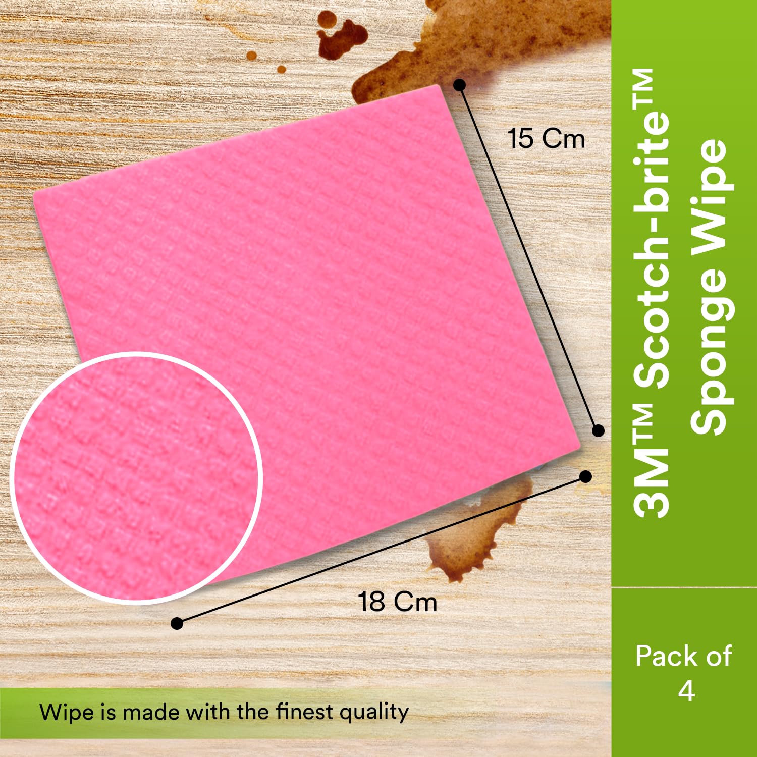 Sponge Wipe 15X18 Cm 3M Pack of 4