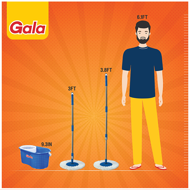 Gala Smart Spin Mop with Wring Bucket Plastic Blue Two Refills