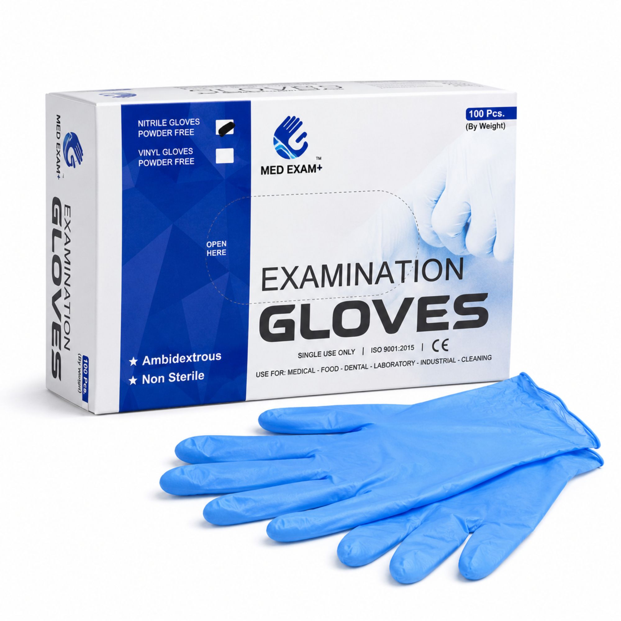Hand Gloves Surgical Nitrile Blue Pack of 100
