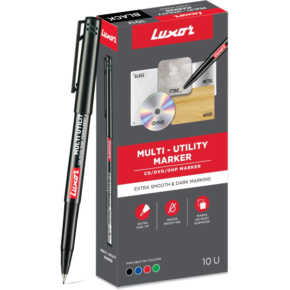 Image of CD-DVD/OHP Marker Pen Black Luxor Pack of 10