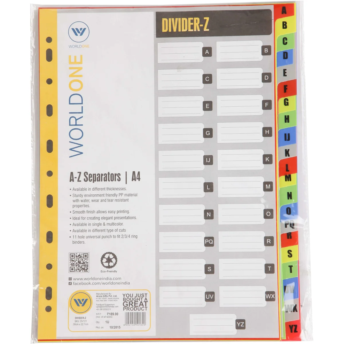 Divider A to Z A4 WorldOne DV121