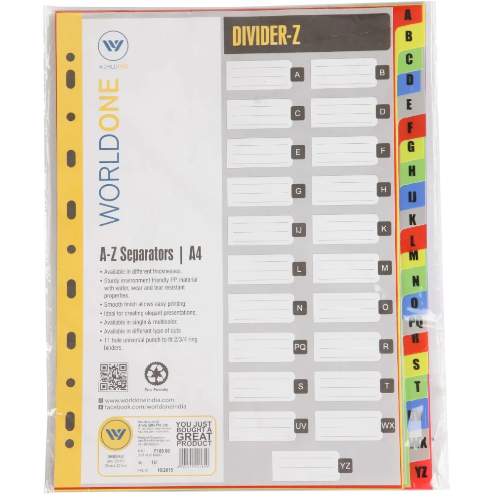 Image of Divider A to Z A4 WorldOne DV121