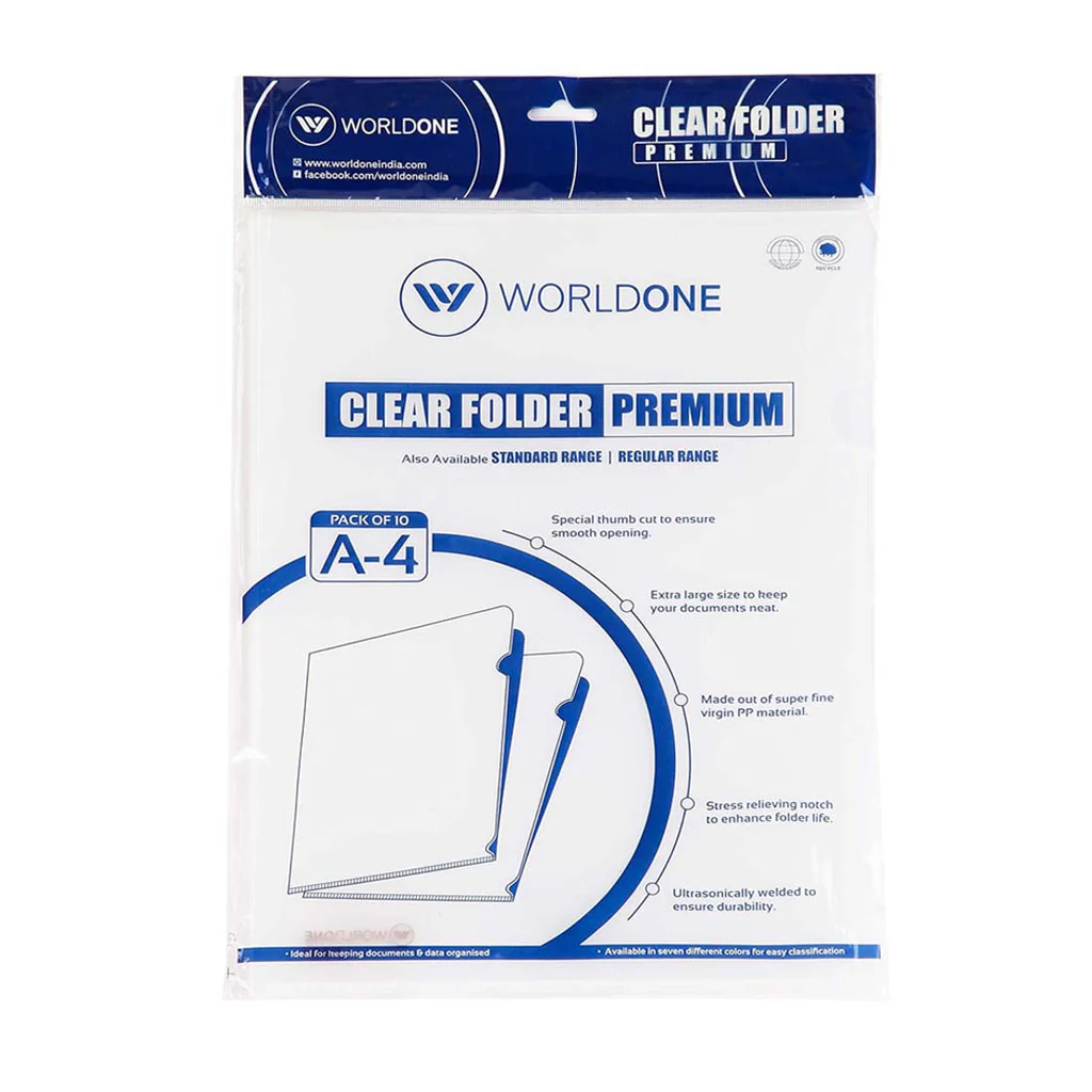 Transparent L Folder A4 Size 120 Micron Worldone LF008