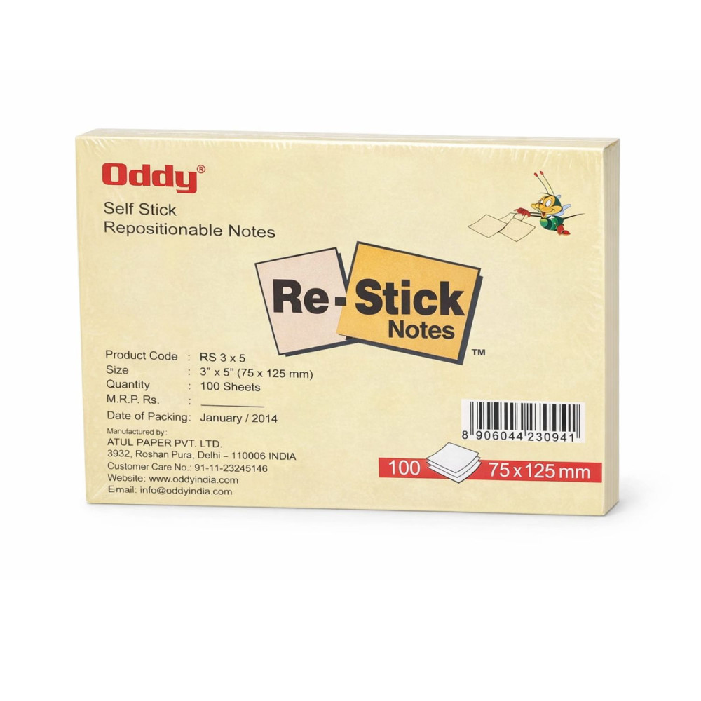 Image of Sticky Notes Yellow Pad 100 Sheets Oddy RSN 3x5