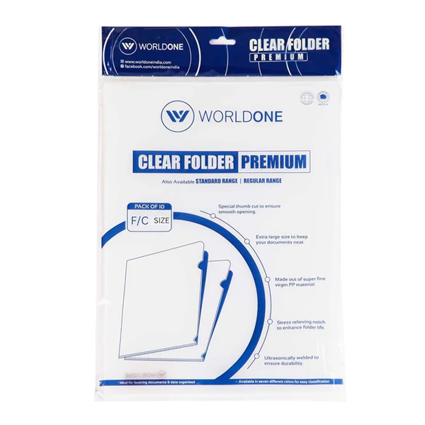 Transparent L Folder FS Size 170 Micron Worldone LF001F