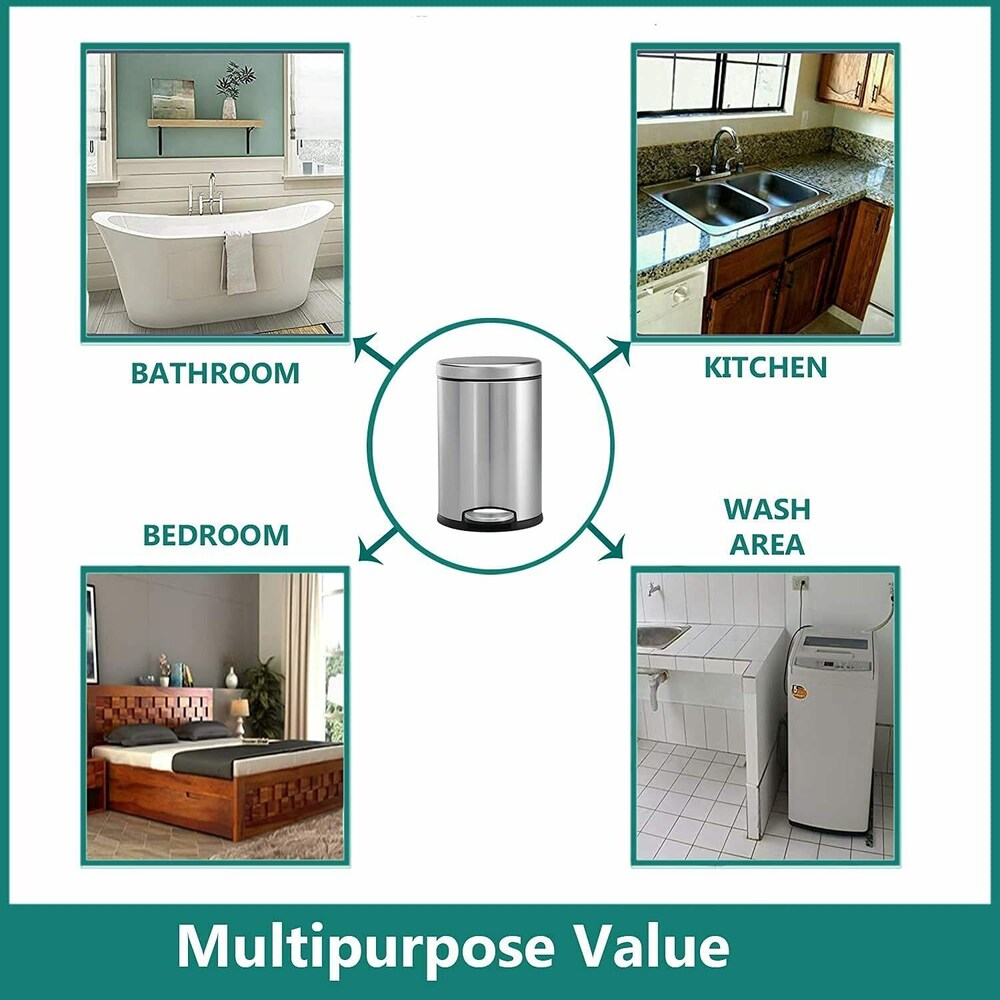 Stainless Steel Dustbin 10x14 Paddle 11 Liter