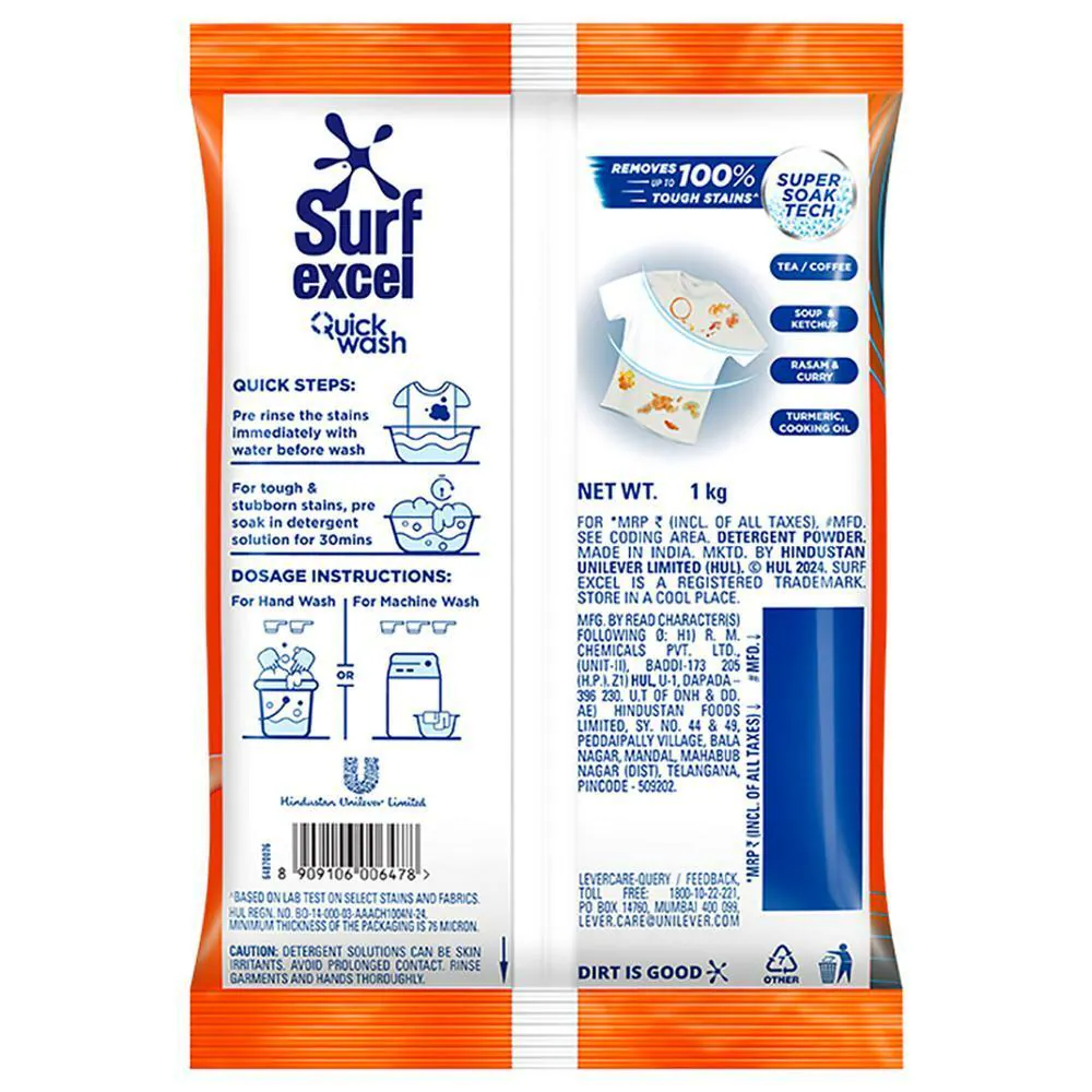 Detergent Powder 1 Kg Surf Excel Quickwash