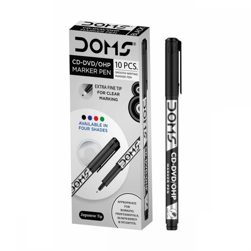 CD-DVDOHP Marker Pen Black DOMS Pack of 10