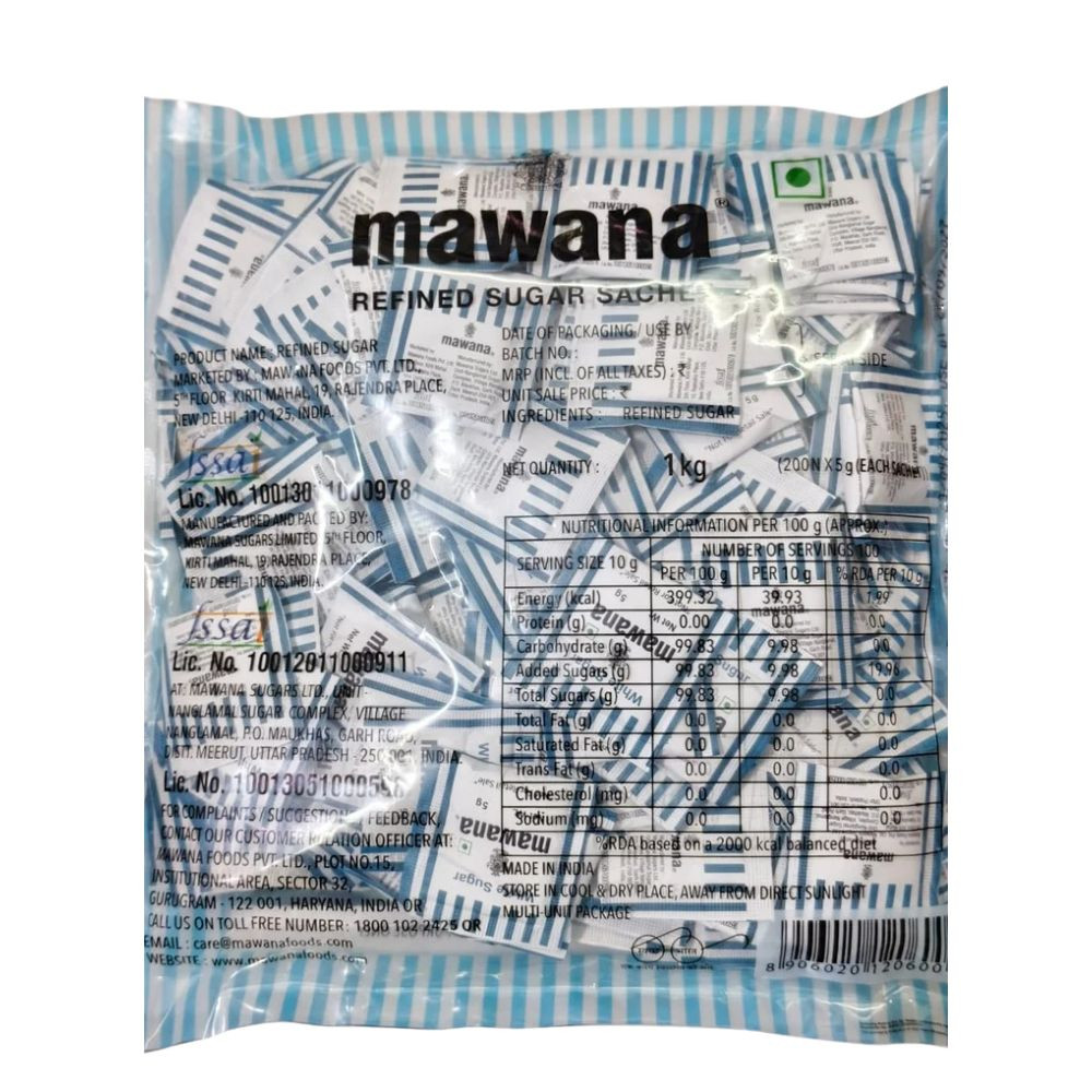 MAWANA WHITE SUGAR SACHET 5GM 200SACHET
