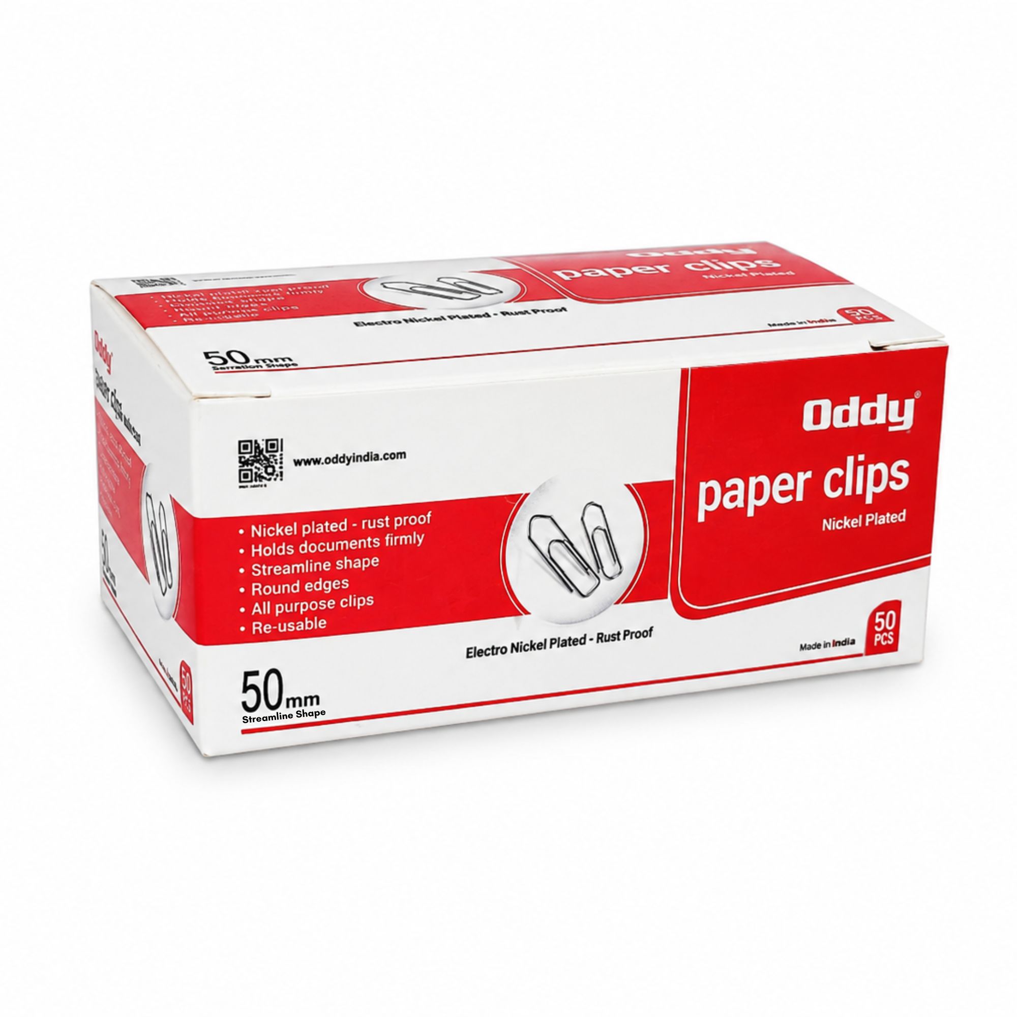 Paper Clip Nickel Plated Oddy 50MM PC-50MM - 50 Pcs Box
