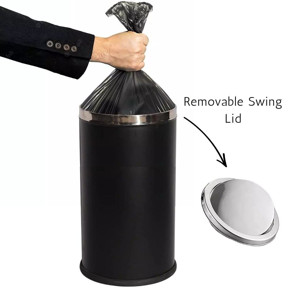 Stainless Steel Dustbin 14x28 Black Frosting 60 Liter