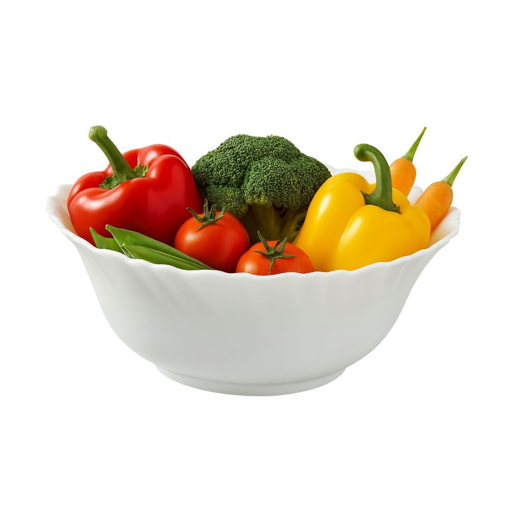 Veg Bowl 42 Flutedware White Borosil