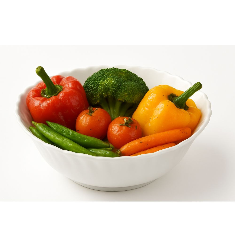 Veg Bowl 42 Flutedware White Borosil