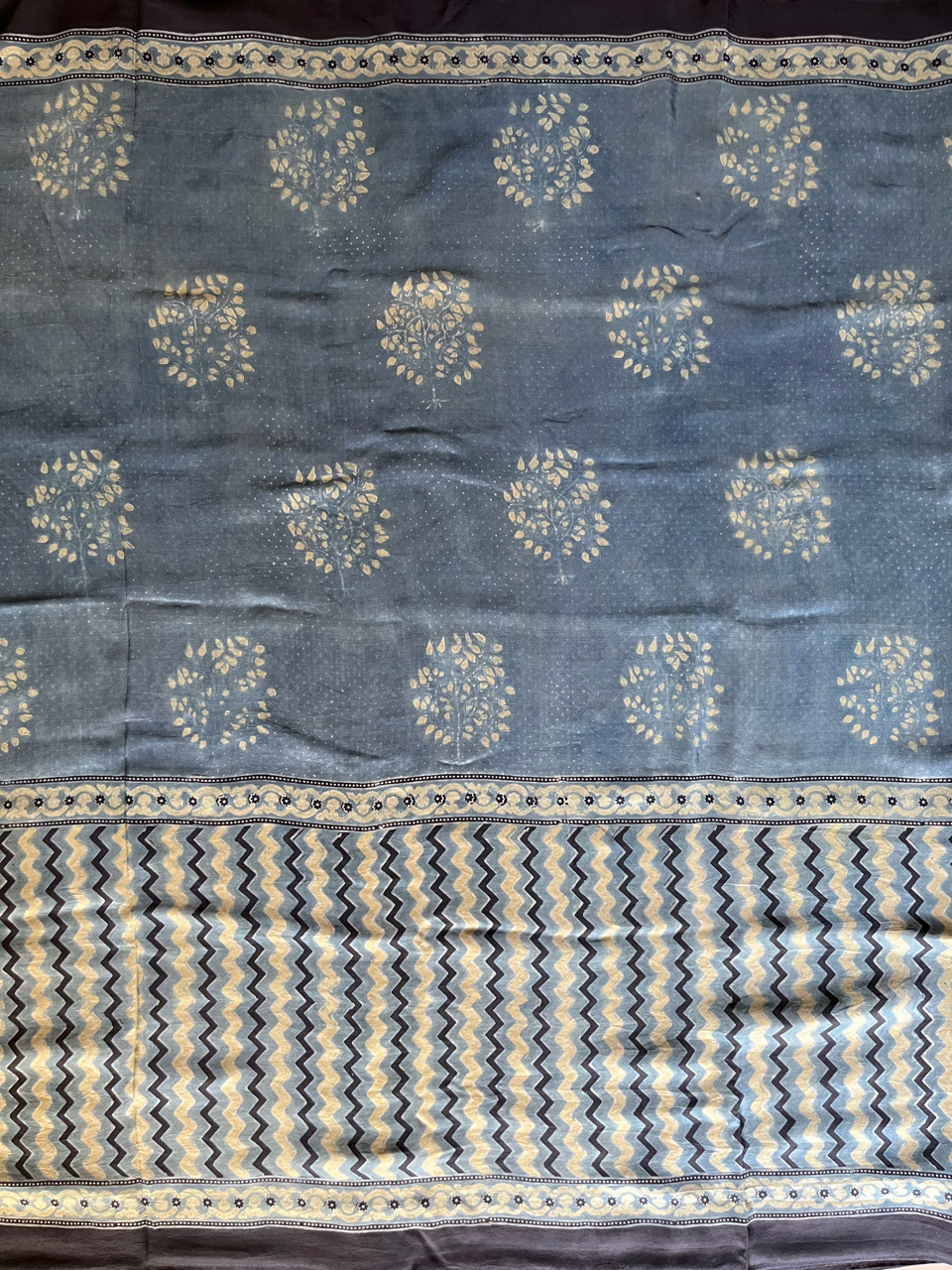 Ajrakh Mulberry silk saree