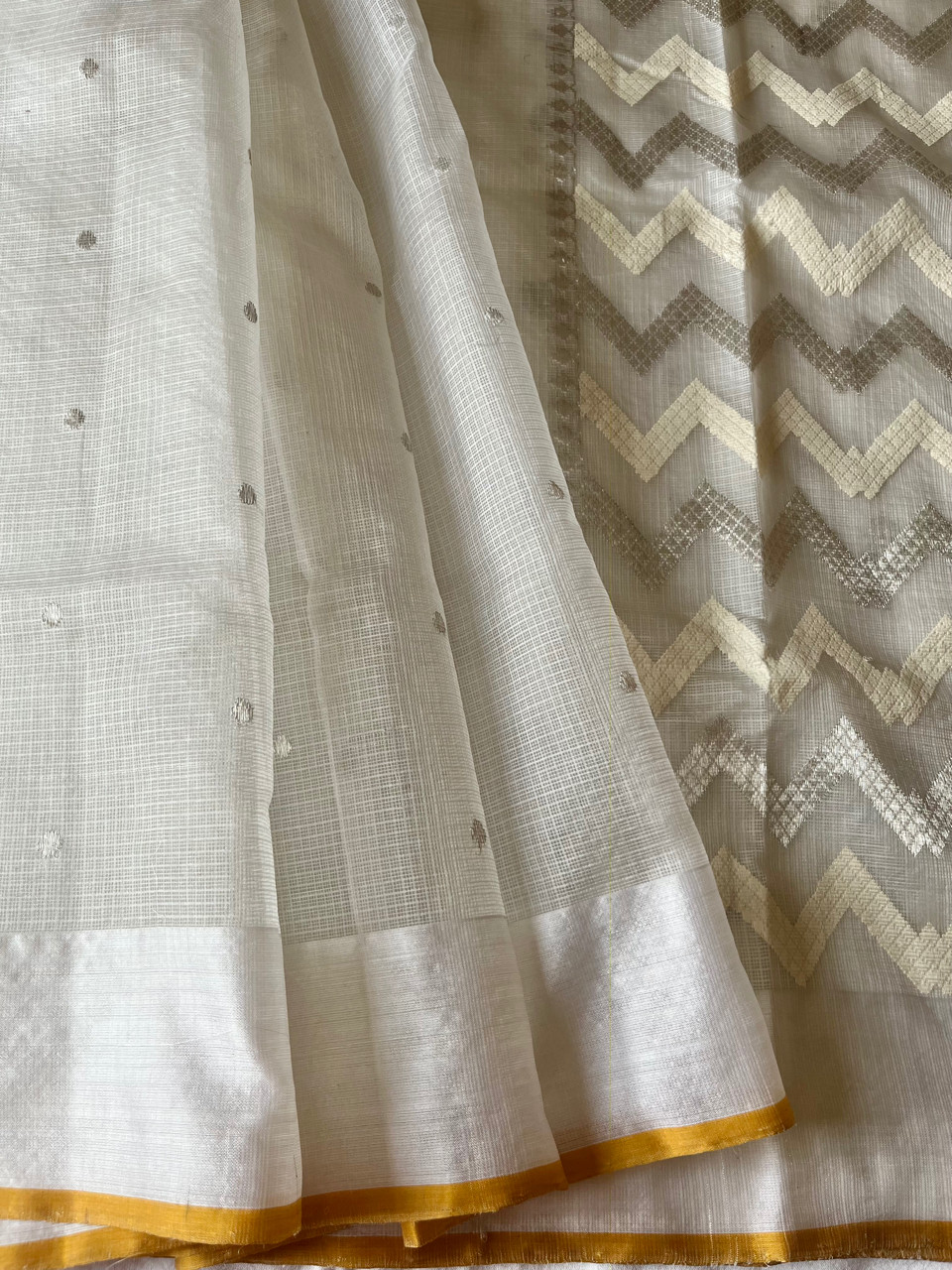 Kota Doria pure silk handloom saree with silver zari