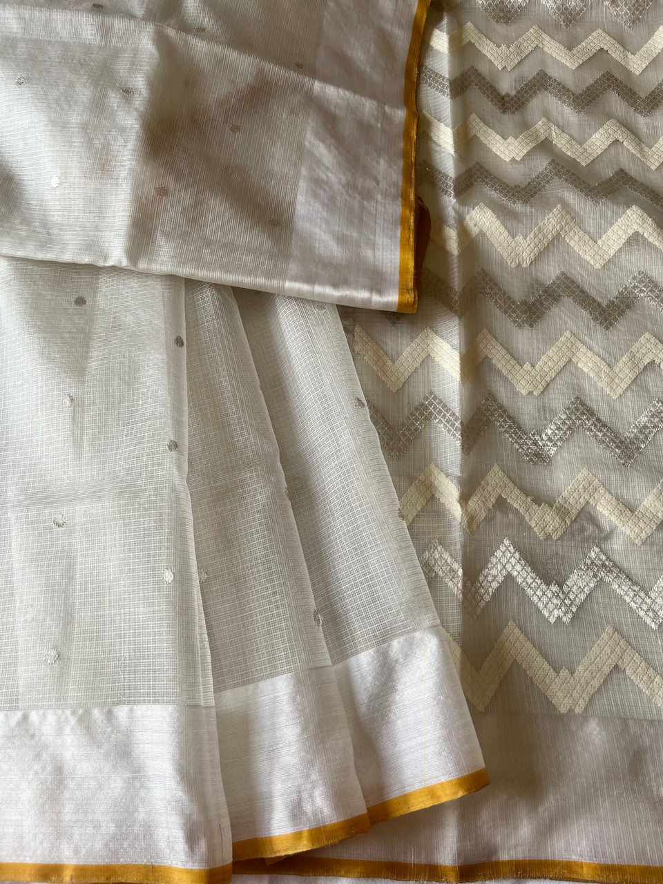 Kota Doria pure silk handloom saree with silver zari