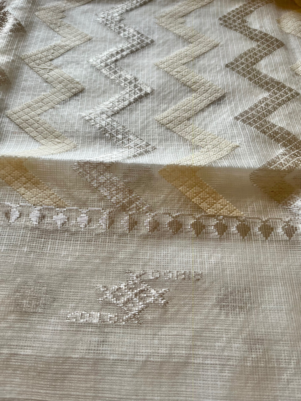 Kota Doria pure silk handloom saree with silver zari