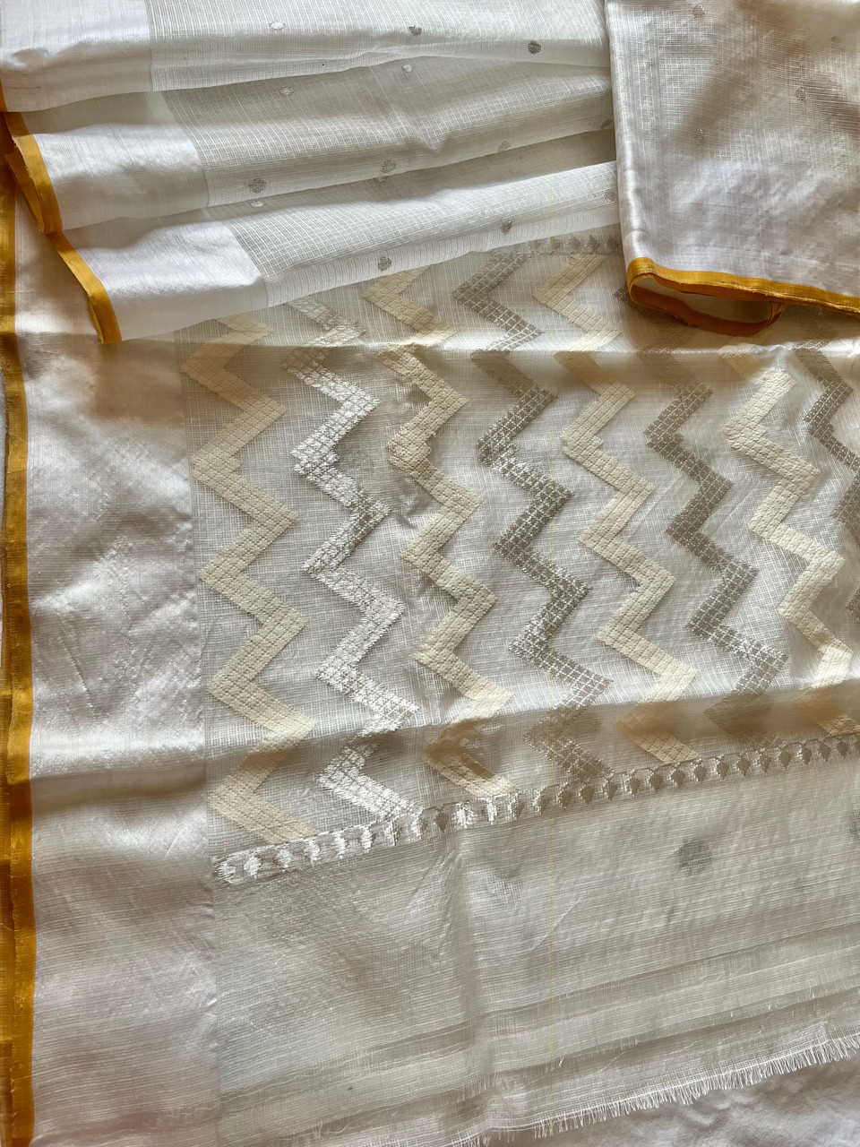 Kota Doria pure silk handloom saree with silver zari