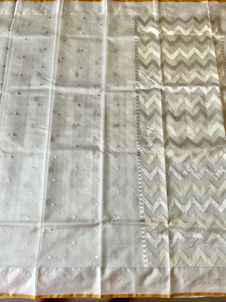 Kota Doria pure silk handloom saree with silver zari