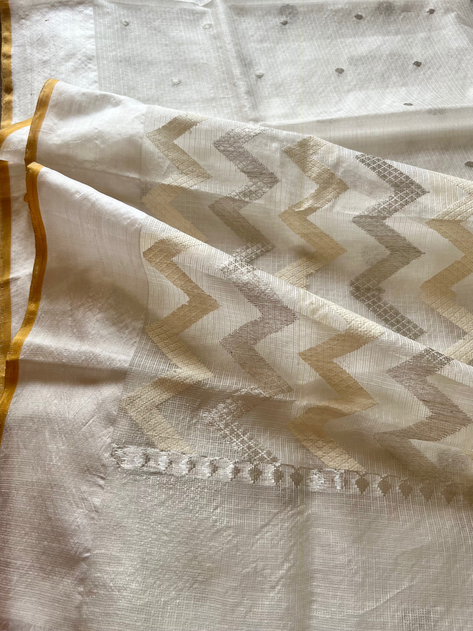 Kota Doria pure silk handloom saree with silver zari